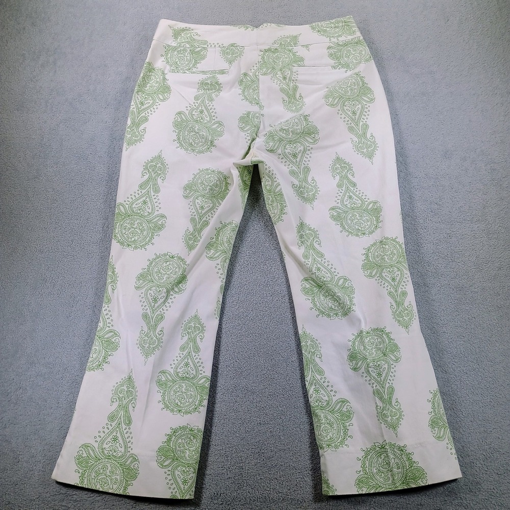 Dockers Womens Paisley Stretch Pants White Green 6 Petite Printed Trousers - Picture 6 of 7